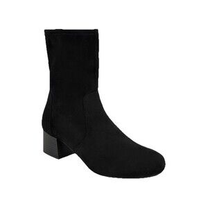 Kenneth Cole Reaction Road Stretch Booties Black Suede Block Heel Boots 10 M new